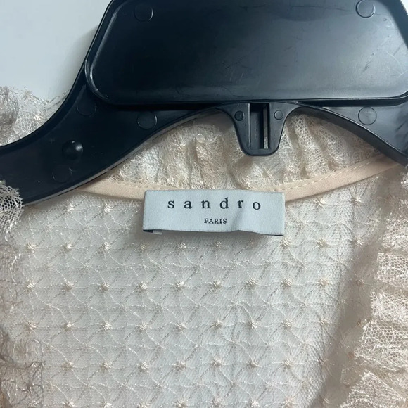 Sandro Cassy Mesh Lace A-Line Midi Dress V-Neck Womens Size 38 nwt - Picture 5 of 14